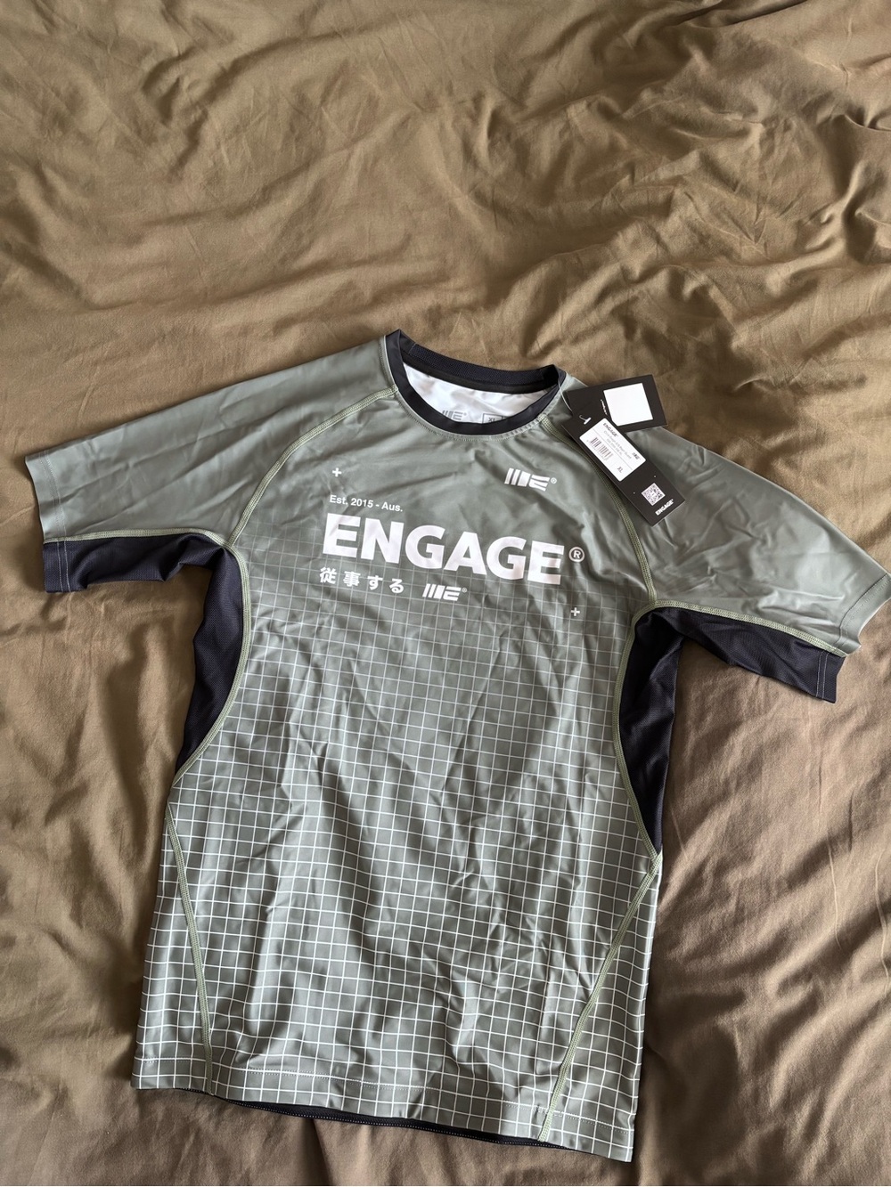 Olive Graph Rash Guard NWT